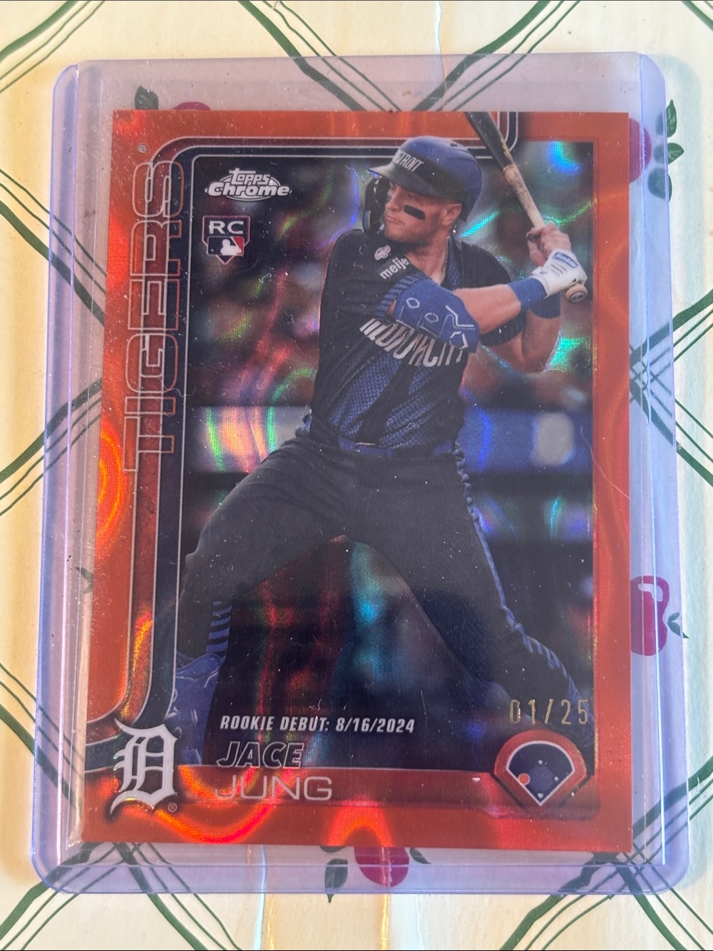2024 Topps Chrome Rookie Jace Jung Orange Refractor #01/25